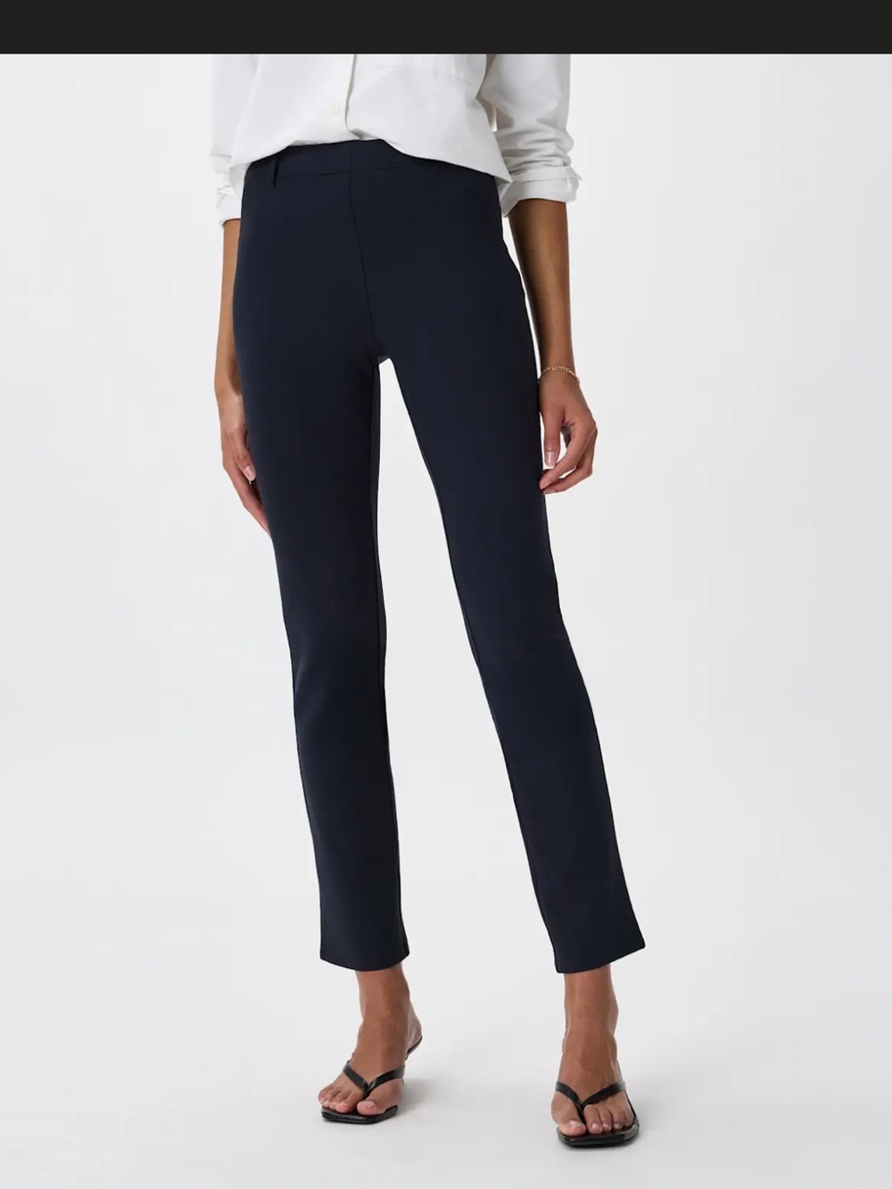 Quince Navy Ultra-Stretch Ponte Straight Leg Pants Size Medium